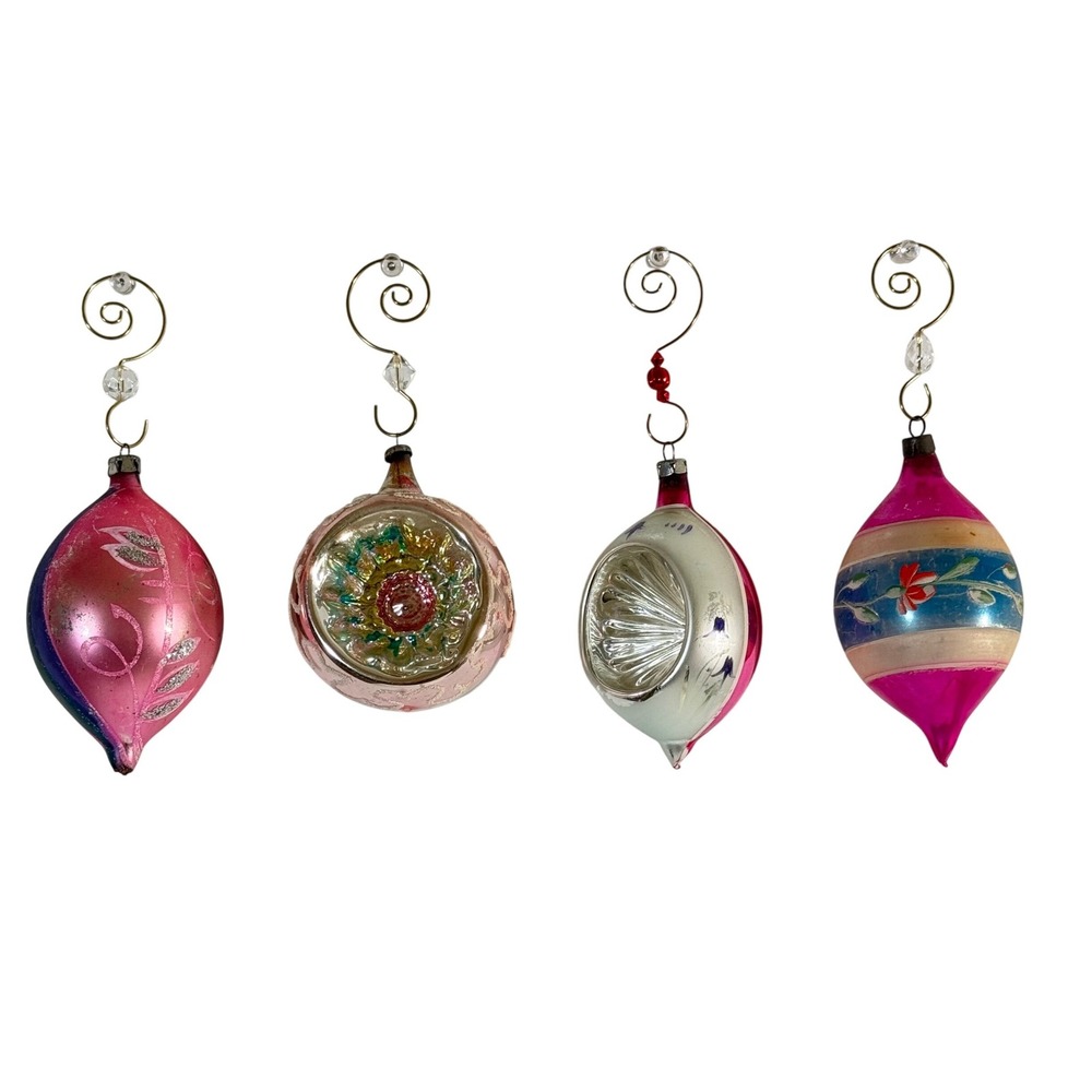 Vintage Glass Christmas Ornaments Indent Reflector Baubles Retro Fantasia